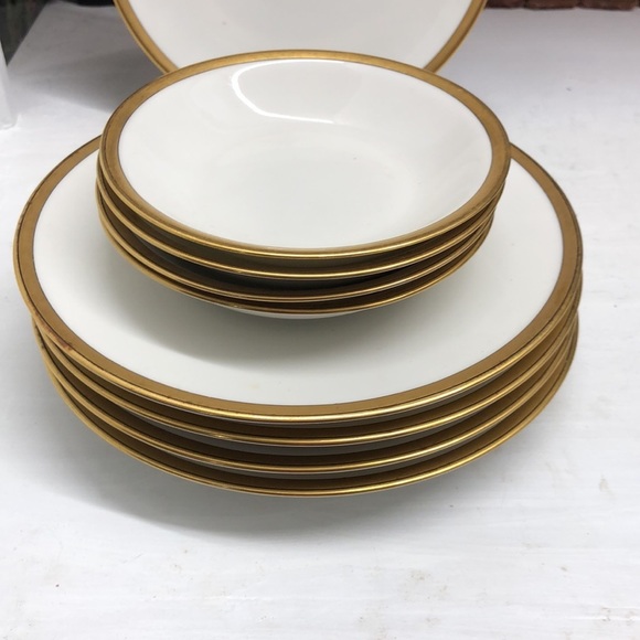O594 Breton by Haviland White with Gold Trim 9 pc Dinner Set - Picture 3 of 4